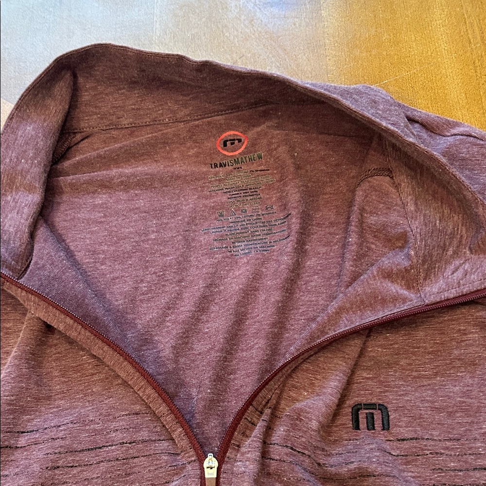 Travis Mathew Men's Maroon Heather Quarter-Zip Pullover - Picture 8 of 11